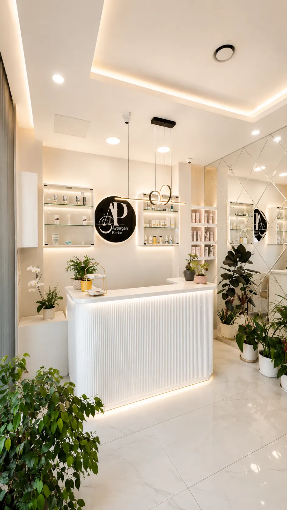 Ayturgan Parlar Güzellik Merkezi ön büro ve resepsiyon alanı